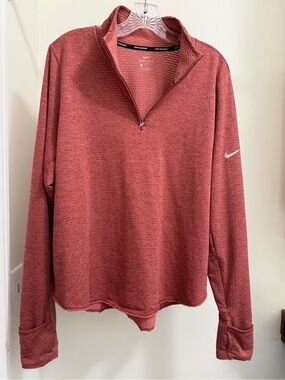 Nike Women’s Quarter-Zip Pullover Sweater in Rust